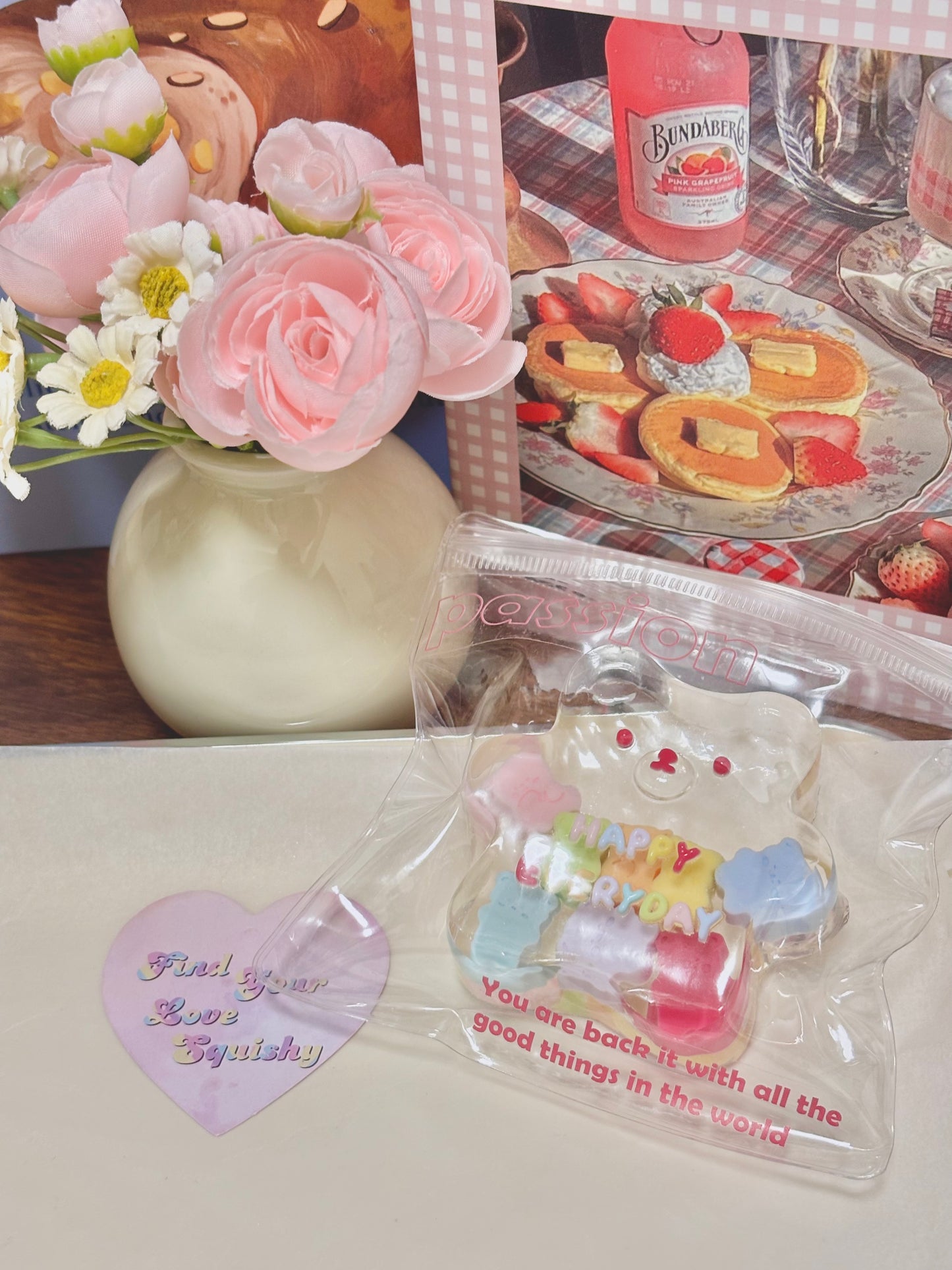 Clear Glitter Gel Crystal Bear Taba Squishy Toy