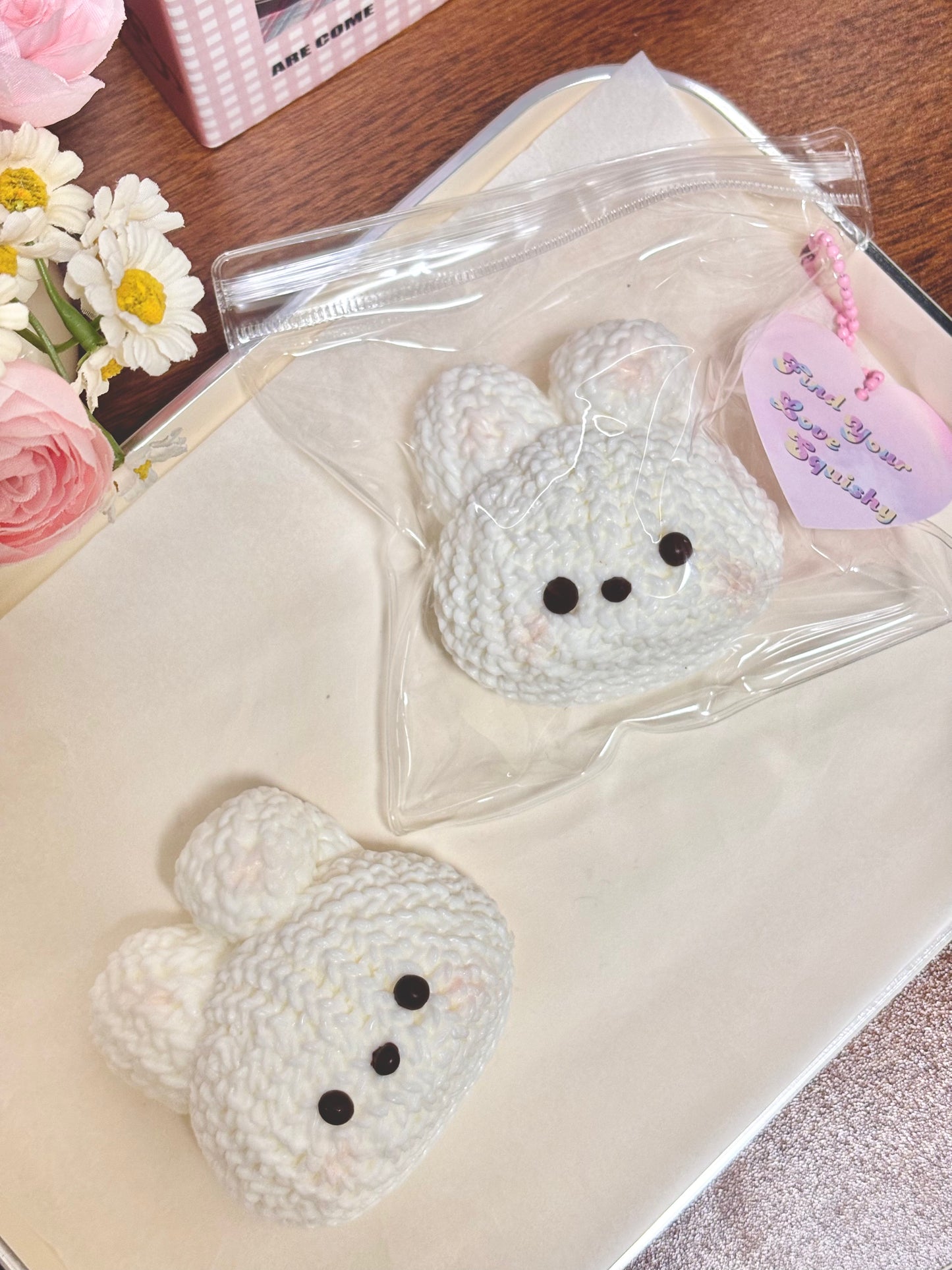 Knitted Rabbit Animals Taba Squishy Toy