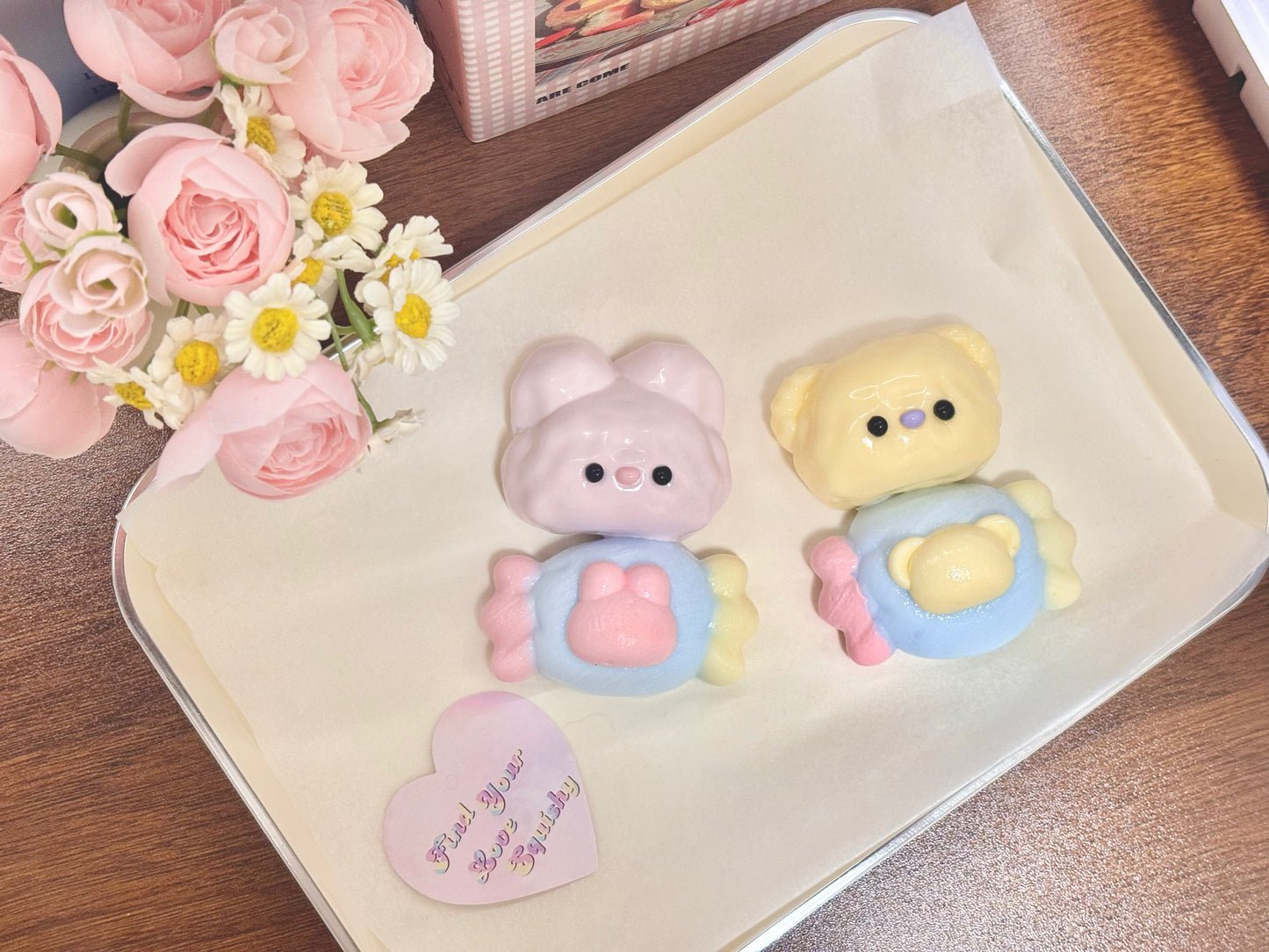 Rabbit and Bear Candy Taba Squishy Toy