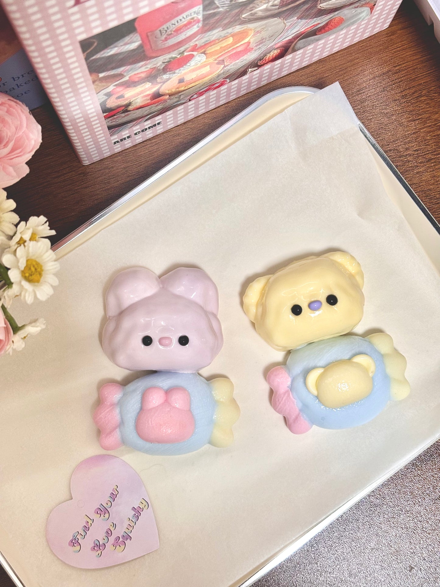 Rabbit and Bear Candy Taba Squishy Toy