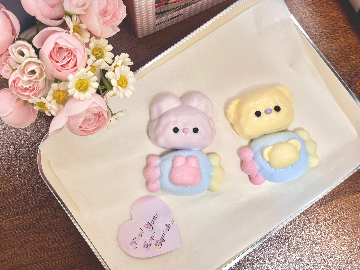 Rabbit and Bear Candy Taba Squishy Toy