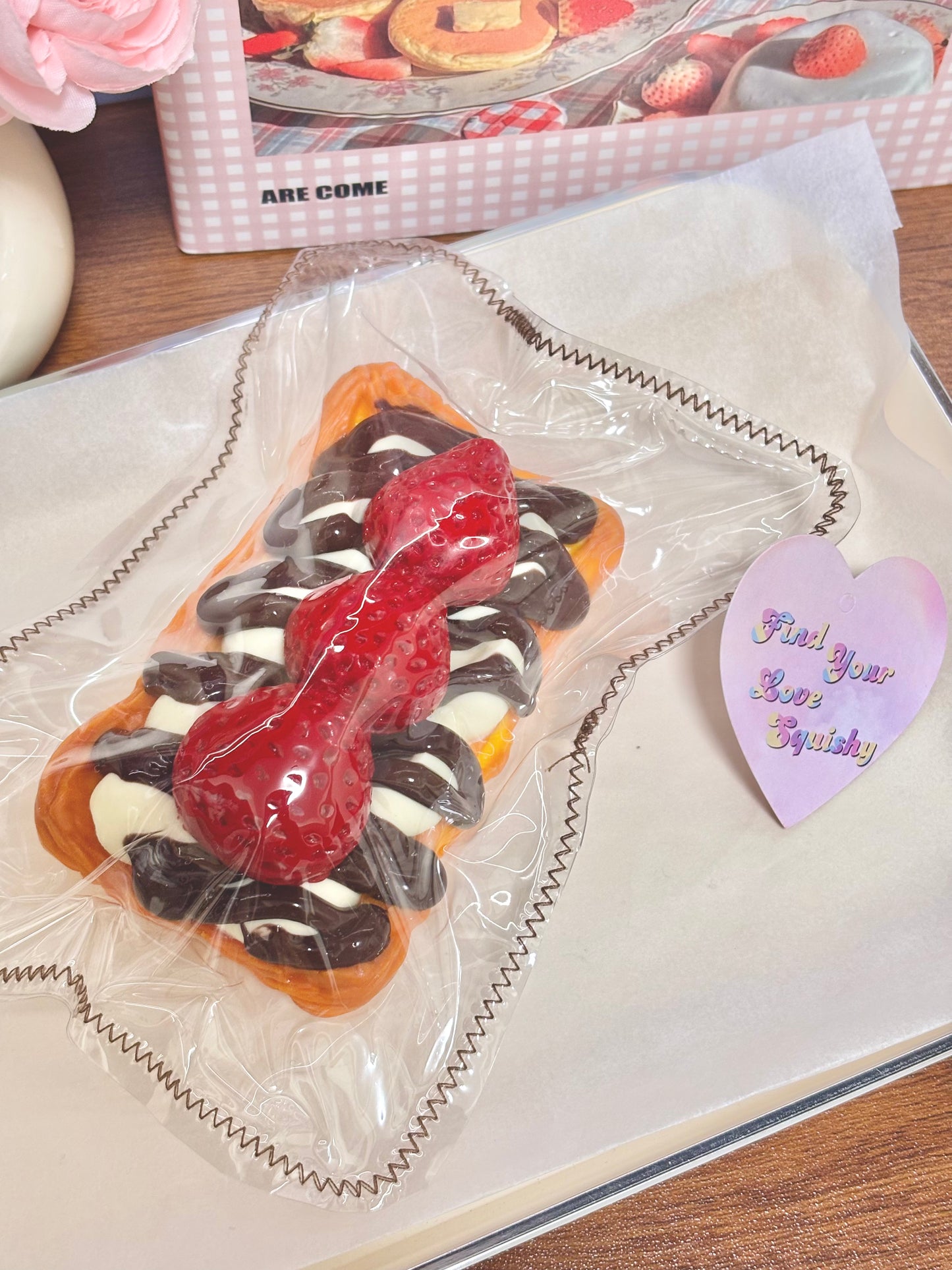 Strawberry Chocolate Cream Tart Taba Squishy Toy