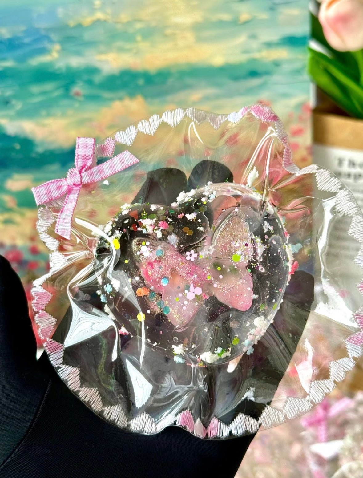 Pink Glitter Gel Heart Squishy Toy - Find Your Love Squishy