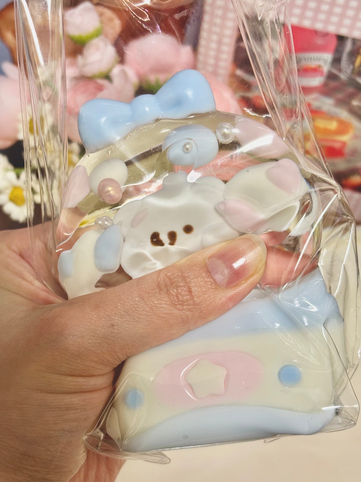 Clear Glitter Gel Bear Crystal Ball Taba Squishy Toy