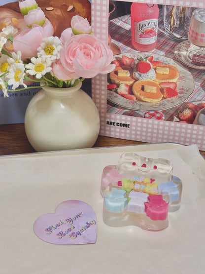 Clear Glitter Gel Crystal Bear Taba Squishy Toy