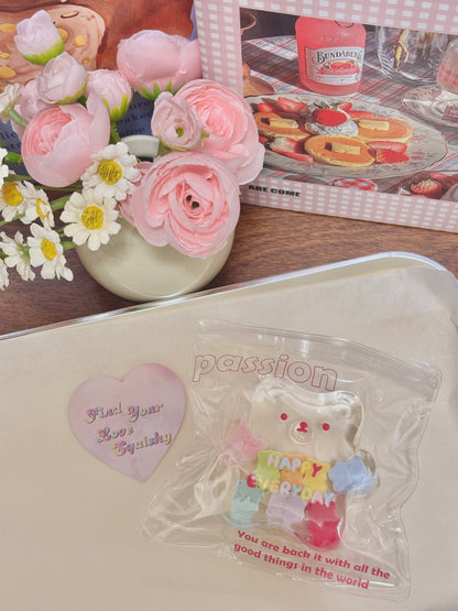 Clear Glitter Gel Crystal Bear Taba Squishy Toy