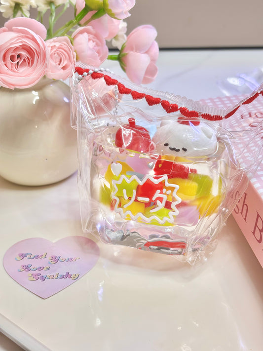 Glitter Gel Fruit Jelly Cup Squishy Toy Find Your Love Squishy