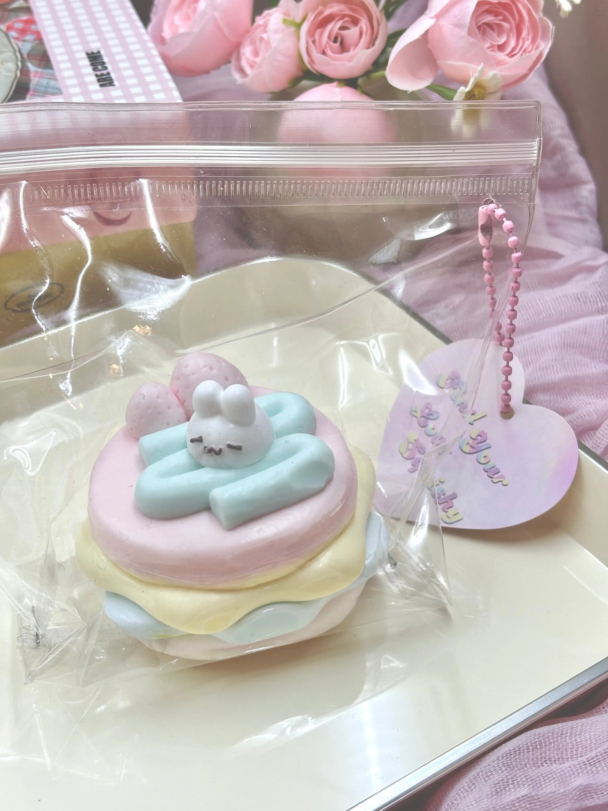 Rainbow Rabbit Strawberry Cake Taba Squishy Toy - Find Your Love