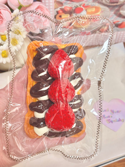 Strawberry Chocolate Cream Tart Taba Squishy Toy
