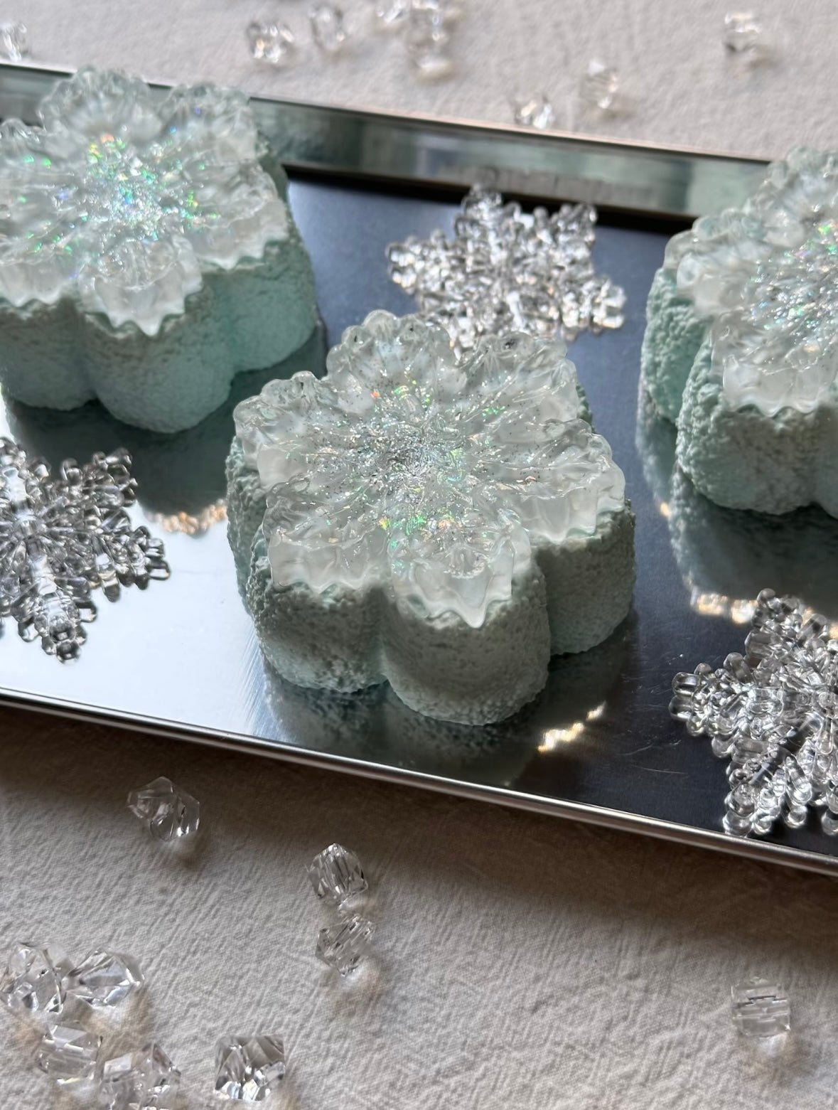 Glitter Blue Snowflake Taba Squishy Toy - Find Your Love Squishy