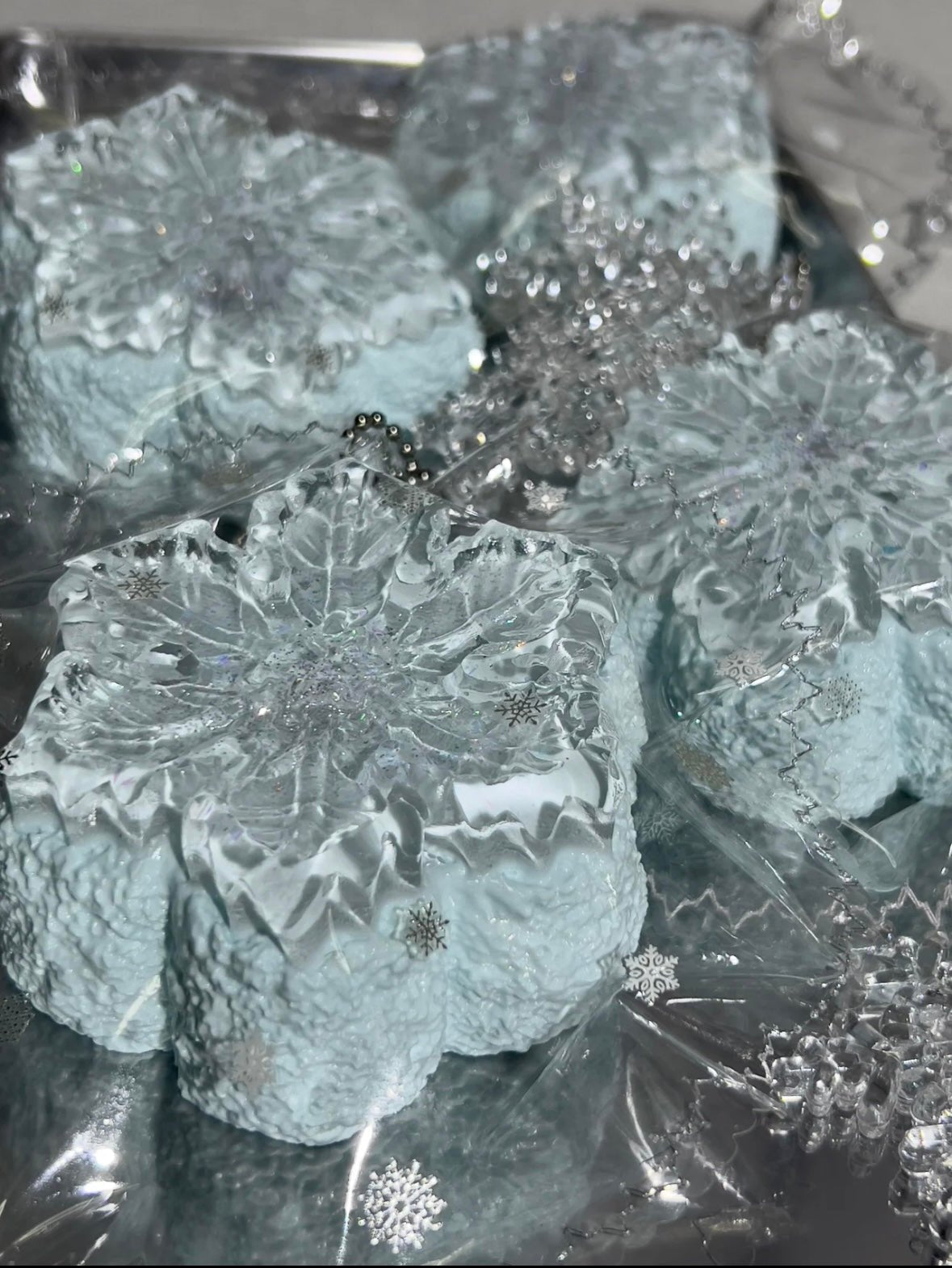 Glitter Blue Snowflake Taba Squishy Toy - Find Your Love Squishy